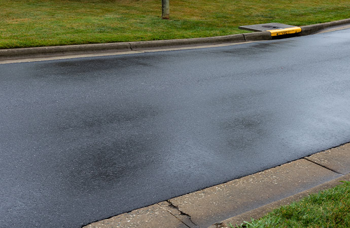Installed asphalt paving